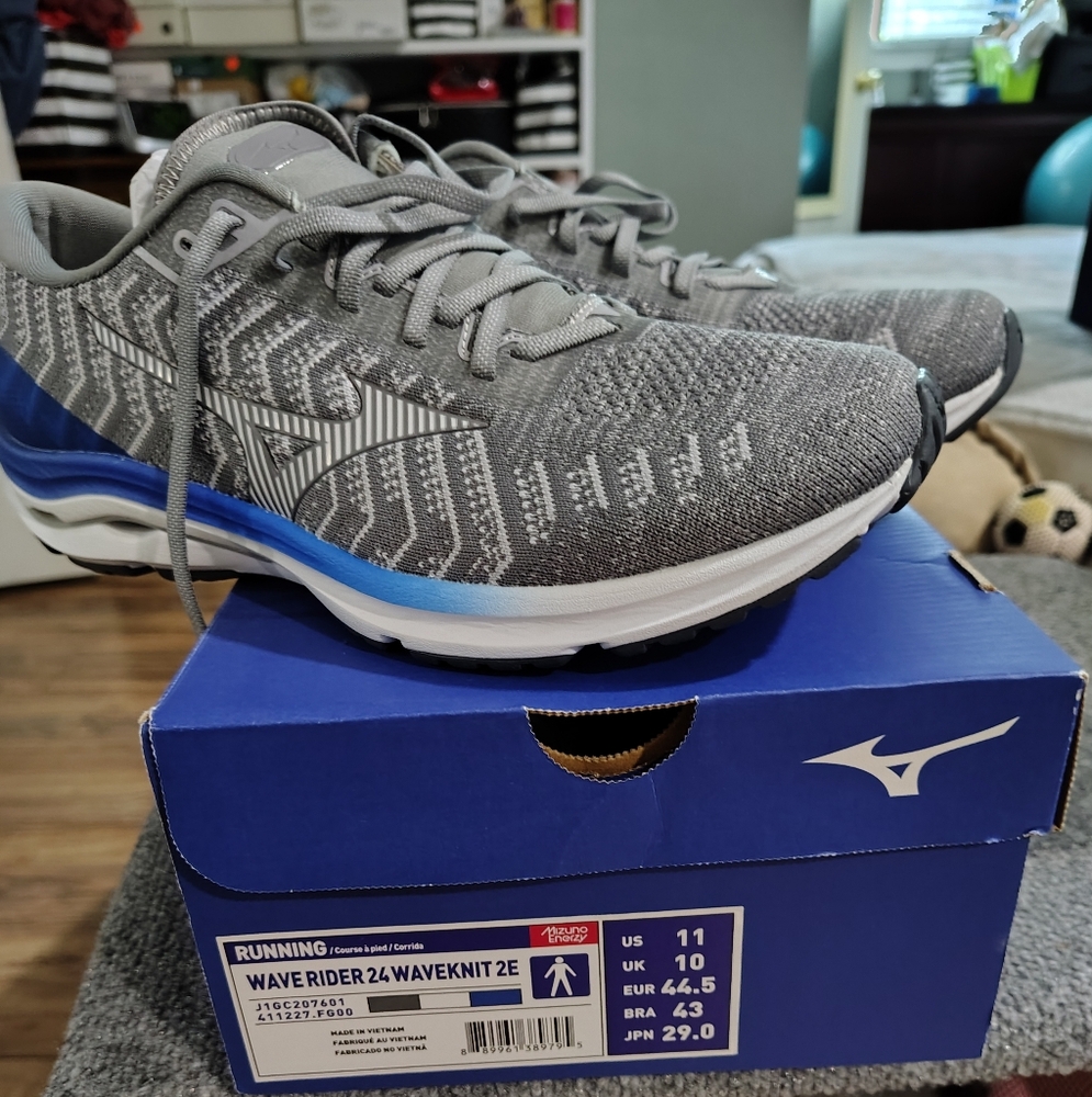 Mizuno Wave Rider 24 Waveknit 2E Men's Running Shoes - Gray